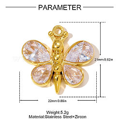 Подвески из нержавеющей стали 304 с кубическим цирконием&nbsp;STAS-OY010-03G