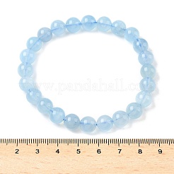 Bracelets extensibles en perles rondes d'aigue-marine naturelle pour hommes et femmes&nbsp;BJEW-U034-01C-04