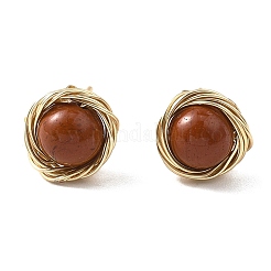 Серьги-гвоздики из натуральных смешанных драгоценных камней EJEW-JE06696