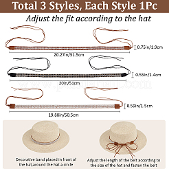 3 Stück 3 Stile Kunstleder & Samt Südwesten Cowboy Hutband&nbsp;FIND-CP0001-54B