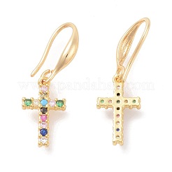 Micro ottone spianare zirconi orecchini pendenti&nbsp;EJEW-F233-02G