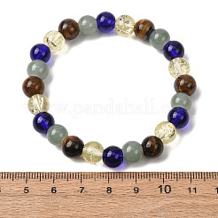 Bracciali elasticizzati per uomo e donna con perline di occhio di tigre naturale e vetro&nbsp;BJEW-P398-01C
