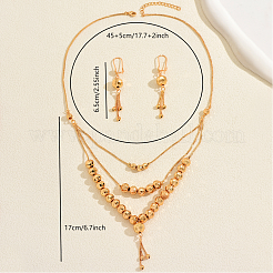 Винтажное латунное многослойное ожерелье и серьги с круглыми бусинами и кисточками для женщин.&nbsp;JG6076
