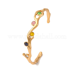 Браслеты-манжеты из нержавеющей стали 304 со стразами для женщин BJEW-L610-23G