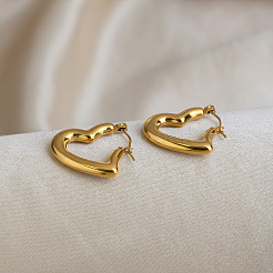 Orecchini a cerchio a forma di cuore in acciaio inossidabile 304 per donna&nbsp;NV8821