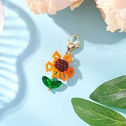 Decorazioni pendenti con semi di girasole in acrilico e vetro&nbsp;HJEW-MZ00344