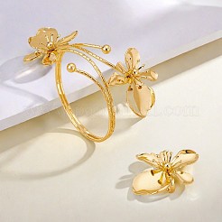 Наборы из цветочного сплава с браслетами-манжетами и кольцами&nbsp;FS-WGBB150-01