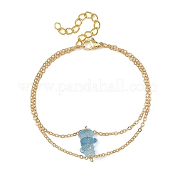 Bracciali a doppio strato da donna con catene in ottone e perline di pietre preziose naturali.&nbsp;BJEW-JB14134