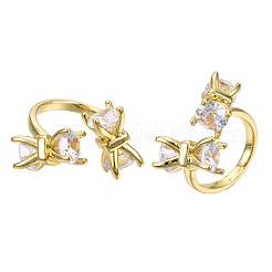 Открытые манжеты с бантом из кубического циркония RJEW-N037-030