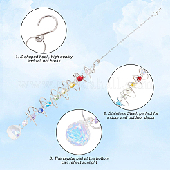 Стеклянные круглые ловцы солнца подвесные украшения HJEW-WH20012-01