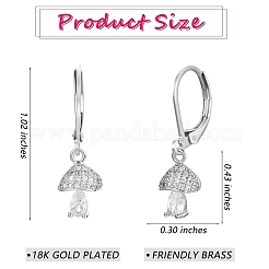 Прозрачные серьги с фианитами и грибами EJEW-SW00011-25