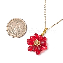 Colliers pendentifs en perles de verre faites à la main avec des fleurs&nbsp;NJEW-MZ00096-06