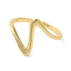 Bague de manchette ouverte en laiton ondulé pour femmes&nbsp;RJEW-S413-04G