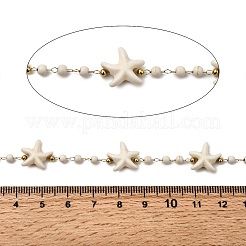 Цепи ручной работы из нержавеющей стали 304 с синтетическим бирюзовым узором в виде морской звезды CHS-L032-05G-03