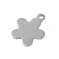 変色しない201ステンレススチールチャーム  花のチャーム  ステンレス鋼色  14.5x12x1mm  穴：1.4mm&nbsp;STAS-C108-38P