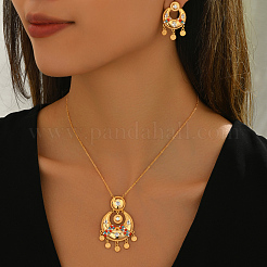 Комплект серег и ожерелий в стиле бохо для женщин с луной из латуни и микропаве из кубических цирконий SC3295