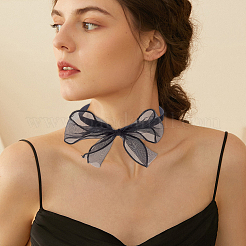 2 collana girocollo in tessuto con fiocco in garza di 2 colori per donna&nbsp;AJEW-CP0011-95