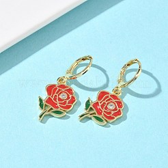Valentinstag-Ohrringe aus Messing und Emaille für Damen&nbsp;EJEW-G464-01G-01