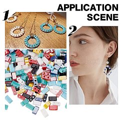 800шт 8 стиля непрозрачные стеклянные бусины с 2 отверстиями SEED-SC0001-10