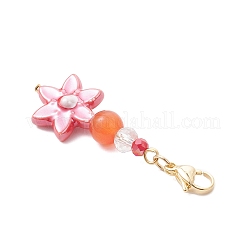 5 шт. подвеска-лэмпворк ручной работы с цветком и кошачьим глазом HJEW-TA00428