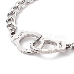 Bracciale a manette in acciaio inossidabile 201 anti-ossidazione con catene a maglie per uomo e donna&nbsp;BJEW-TA00172
