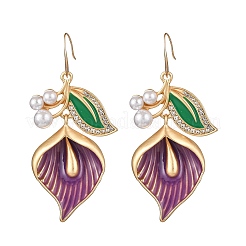 Серьги с подвесками из цветочной эмали EJEW-Z108-01G