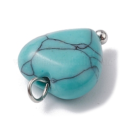 Подвески-сердечки из натуральных и синтетических драгоценных камней PALLOY-JF02493-02