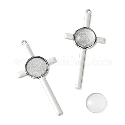 9 шт. подвеска-крест в тибетском стиле из сплава с кабошонами DIY-FS0009-48