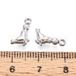 304ステンレススチールチャーム  変色防止  海犬の魅力  ステンレス鋼色  12x7x3mm  穴：1.8mm&nbsp;STAS-T067-89P