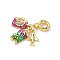 Европейские подвески-подвески из латуни с паве из прозрачного кубического циркония KK-I371-02G