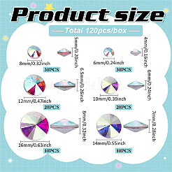 120 шт. 6 стильных стеклянных кабошона со стразами FIND-FG0004-01
