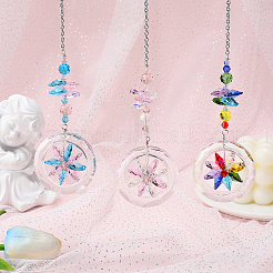 3 шт. 3-х цветная цепочка из нержавеющей стали 304 и стеклянный кулон-украшение HJEW-SP0001-10