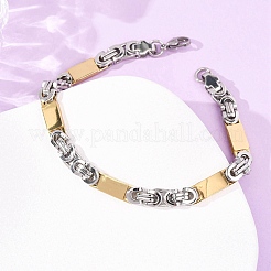 Браслеты из прямоугольных звеньев и византийских цепочек из нержавеющей стали 304 для женщин и мужчин.&nbsp;BJEW-F527-08B-GP