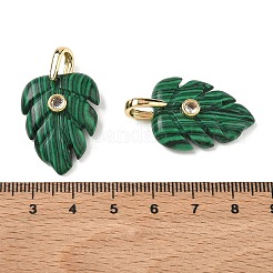 合成マラカイトペンダント  葉  ゴールドカラー  33mm  ペンダント：27x20x8mm  穴：6x6.5mm&nbsp;X-GG-CBA105B-01B-G