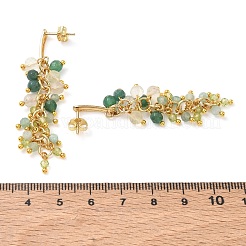 Boucles d'oreilles puces en acier inoxydable 304 ornées de pierres précieuses naturelles mélangées&nbsp;EJEW-JE07520-03