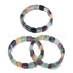 Braccialetti elasticizzati da donna con perline quadrate di fluorite arcobaleno naturale&nbsp;GG-CBA3F02-06