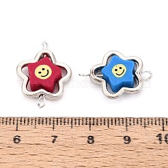 Бусины-звездочки из полимерной глины с улыбающимся лицом и пластиковой оправой CCB&nbsp;CLAY-T022-27M