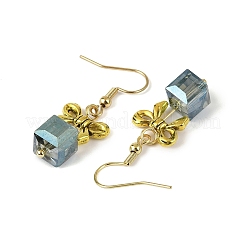 3 пара двухцветных сережек-подвесок из сплава и стекла EJEW-JE06361