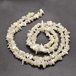 パールシェルチップビーズ連売りの天然な白い母  シェルの破片  5~15x5~8mm  穴：1mm  約31.5インチ&nbsp;G-M205-63