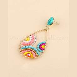 Серьги-гвоздики из сплава стекла и бисера в богемном стиле&nbsp;FS-WG9BF4A-01