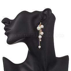 Круглые серьги-гвоздики с латунным жемчугом EJEW-TA00729