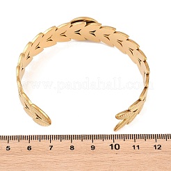 Fabrication de bracelets manchettes en acier inoxydable 304 à motif de feuille&nbsp;STAS-F366-12A-G