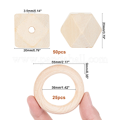 Граненый самородок натуральные деревянные бусины WOOD-PH0009-24