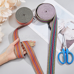 2 шт. 2-цветная плоская полиэстеровая полосатая лента в этническом стиле SRIB-DC0001-01