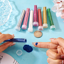 8 бутылка 8-х цветных пластиковых блестящих порошковых наполнителей AJEW-TA0001-36