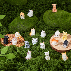 18 шт. 18 стиля украшения в форме кошки из смолы&nbsp;AJEW-FH0006-33