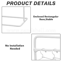鉄製の人形用洋服ラックとハンガー  ドールハウス家具アクセサリー用  ホワイト  ラック：150x70x120mm  1 PC  ハンガー：24x40x3mm  10pc&nbsp;DJEW-FH0001-17B