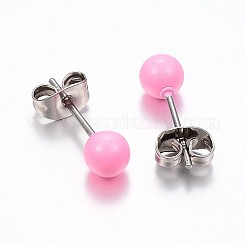 Pendientes de botón de acero inoxidable 304 pintados con aerosol&nbsp;EJEW-H353-07-F