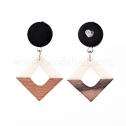 Orecchini pendenti in resina e legno&nbsp;EJEW-JE03467-01