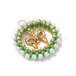 Рождественский венок из стеклянных бисера с подвесками-бантиками PALLOY-MZ01036